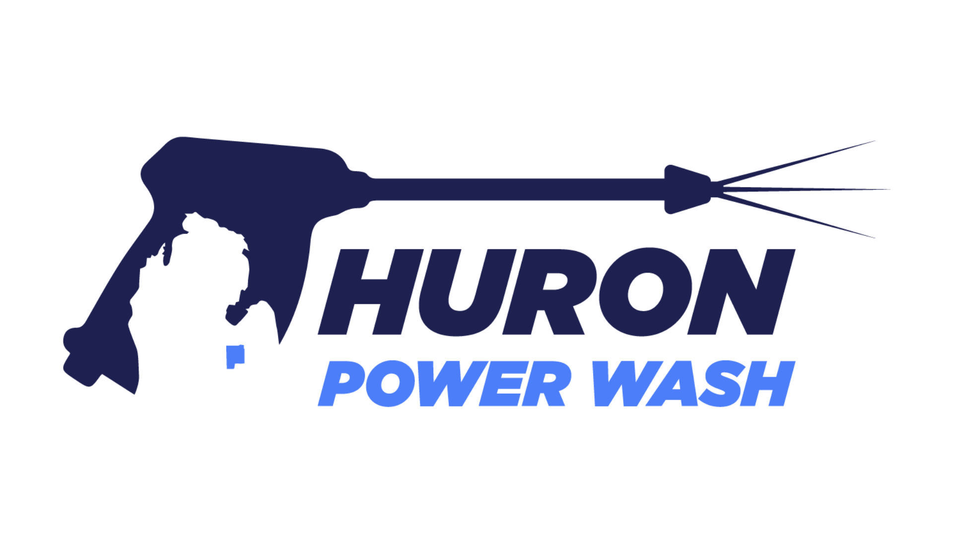 Huron Power Wash logo — Michigan-shaped pressure washer icon
